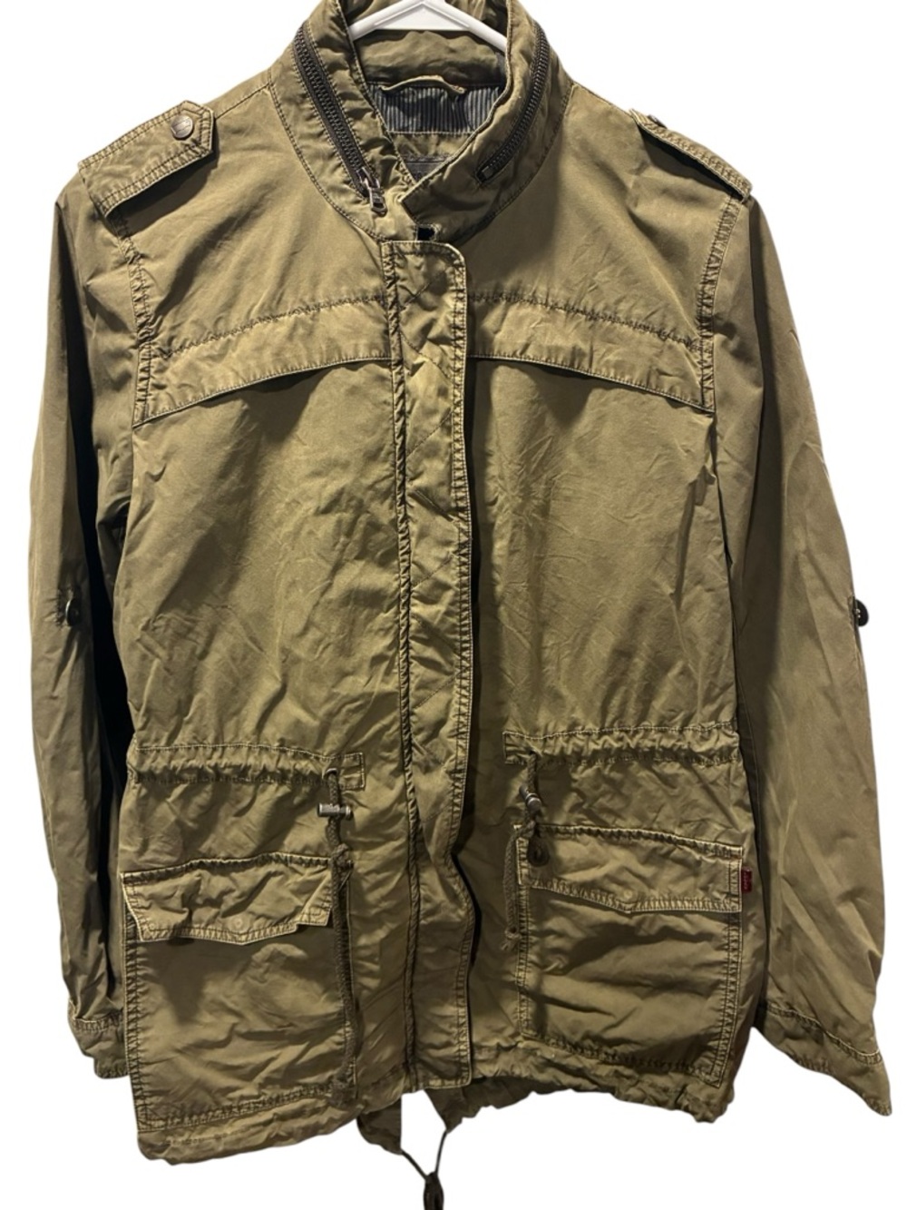 Levis Utility Anorak Jacket Womens Small Olive Green Military Cargo Coat - Picture 2 of 6
